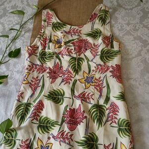 Ke Ke Tropical Floral Sleeveless Dress Size M Colorful Summer Carribean Island